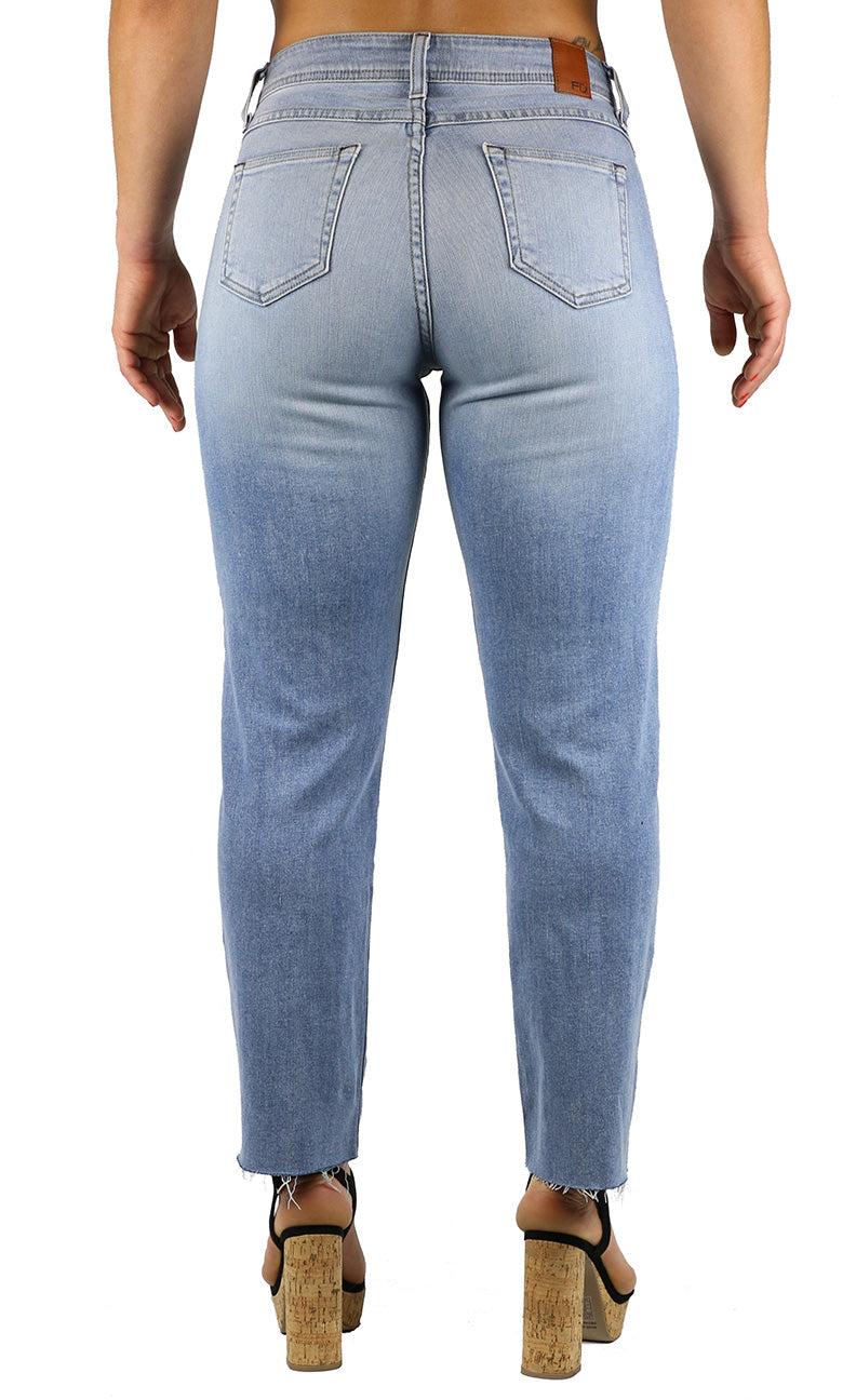 Rose Straight Leg Crop Raw Hem Light Wash