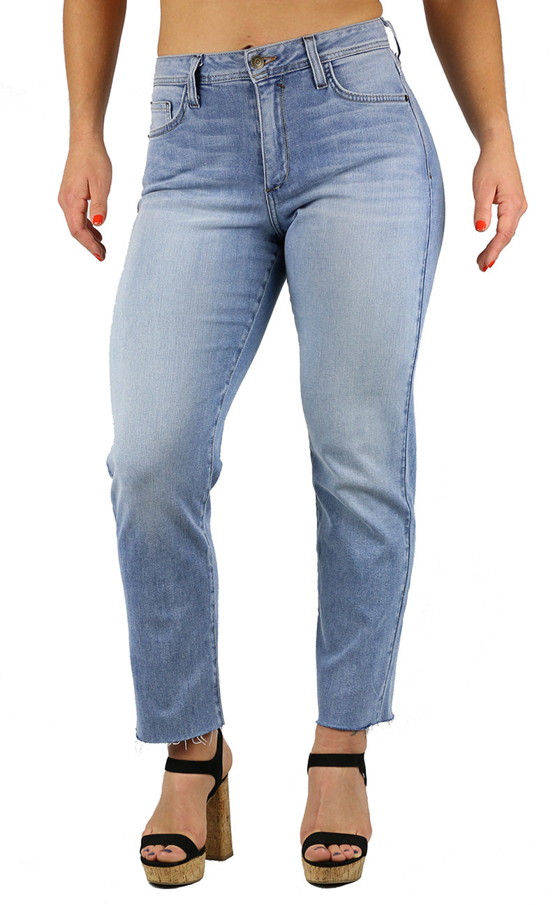 Rose Straight Leg Crop Raw Hem Light Wash