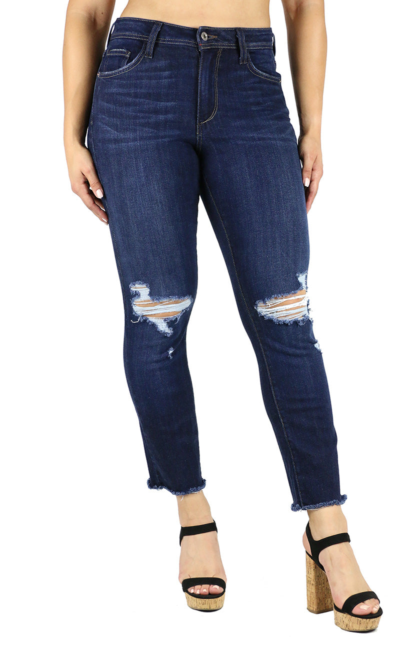 Claire Straight Leg Crop Dark Wash