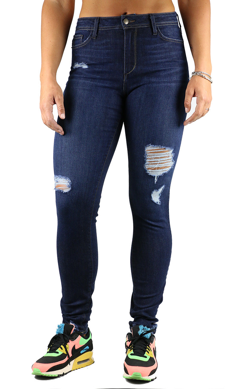 Emma Long Inseam High Rise Skinny Dark Destruction Wash